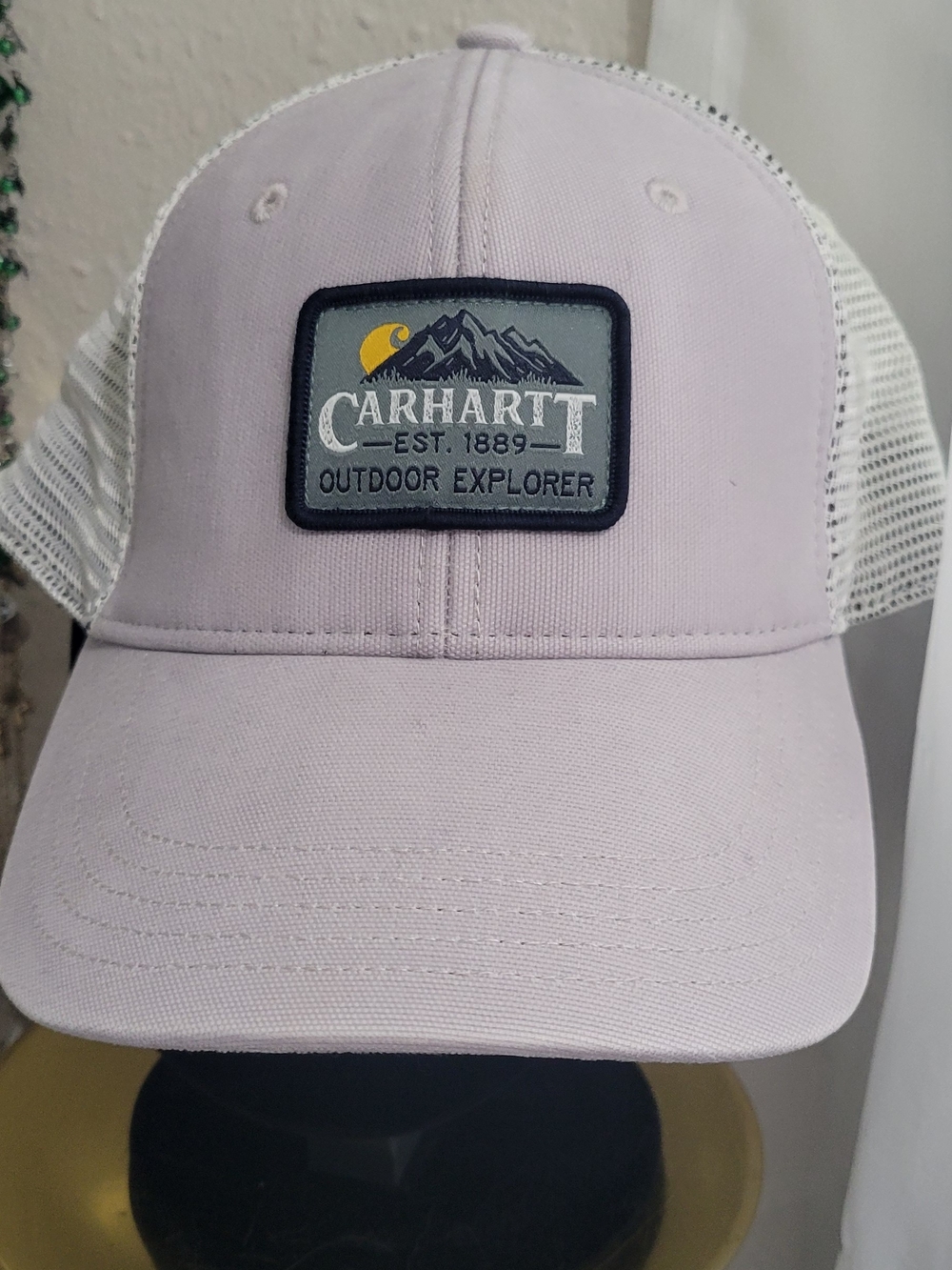 Carhartt Lavender and White Outdoor Explorer Patch Trucker Hat